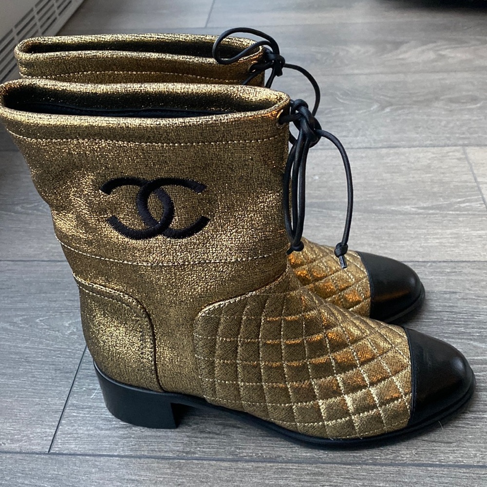 Chanel gold boots